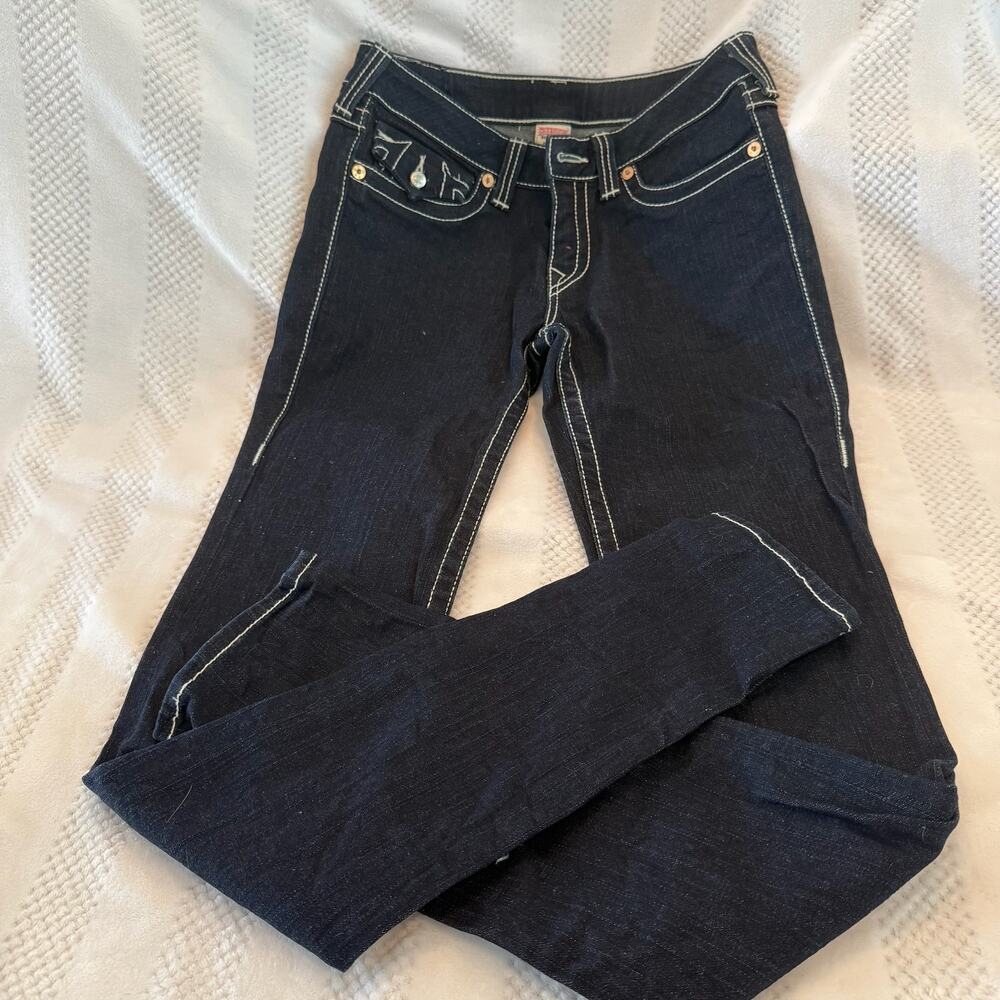 true religion jeans Julie Big T dark wash white trim size 30